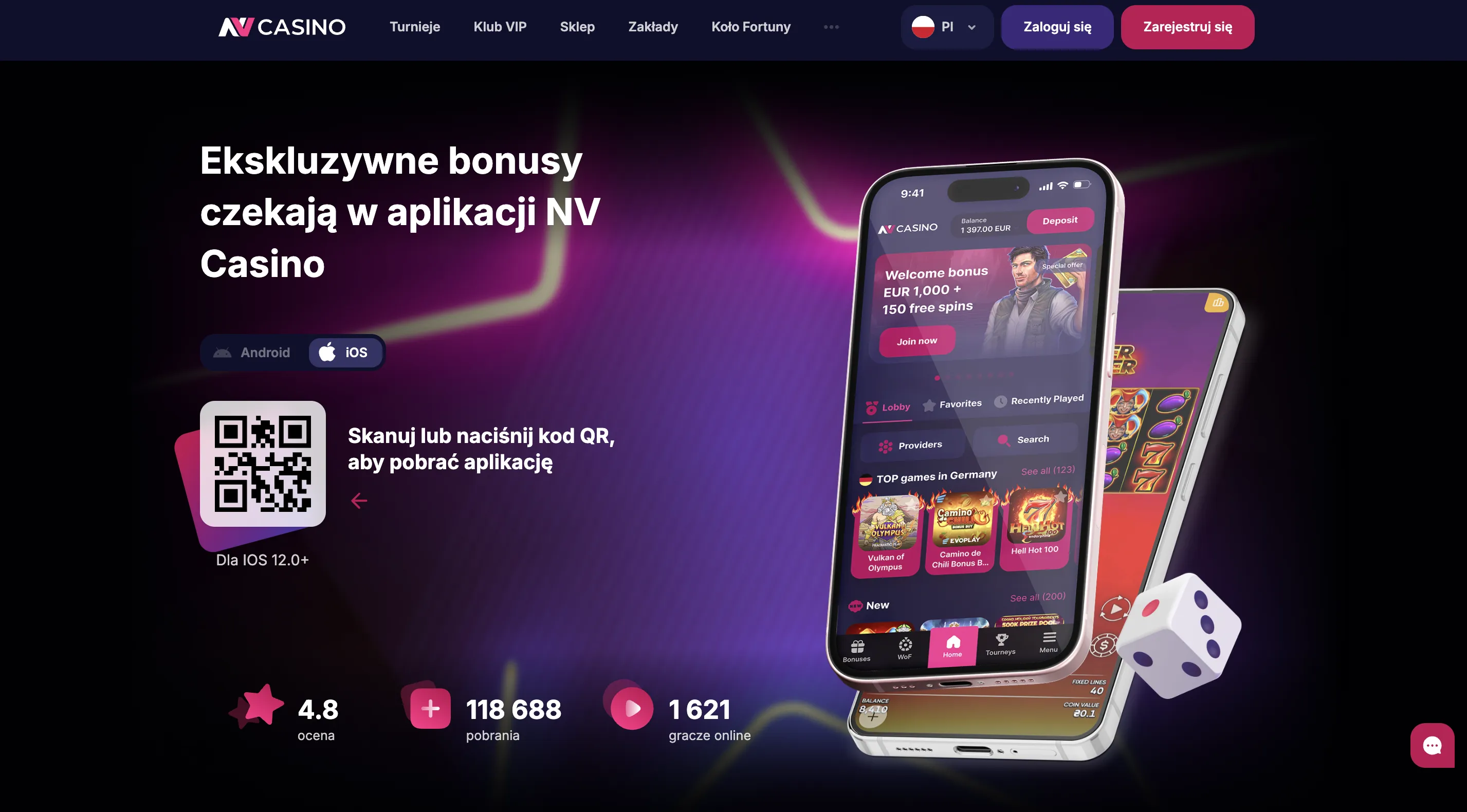 Logowanie przez aplikację NV Casino login na telefonie